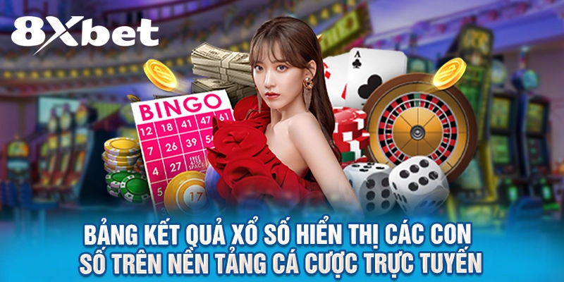 Bảng kết quả xổ số hiển thị các con số trên nền tảng cá cược trực tuyến