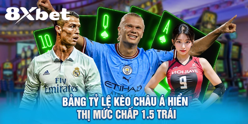  Bảng tỷ lệ kèo châu Á hiển thị mức chấp 1.5 trái