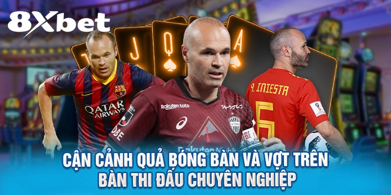 Cận cảnh quả bóng bàn và vợt trên bàn thi đấu chuyên nghiệp